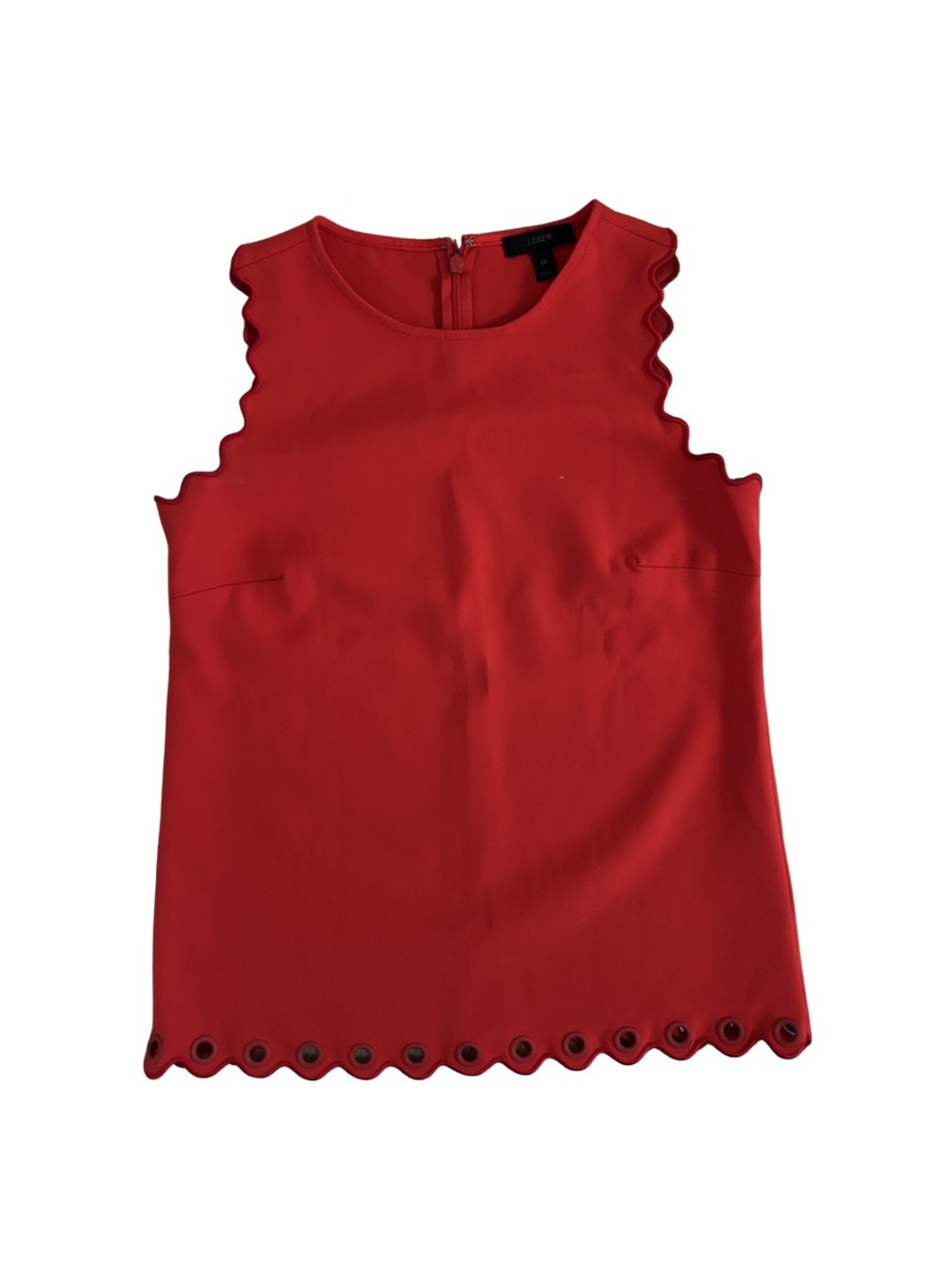J. Crew Red Scalloped-Edge Sleeveless Shell Top